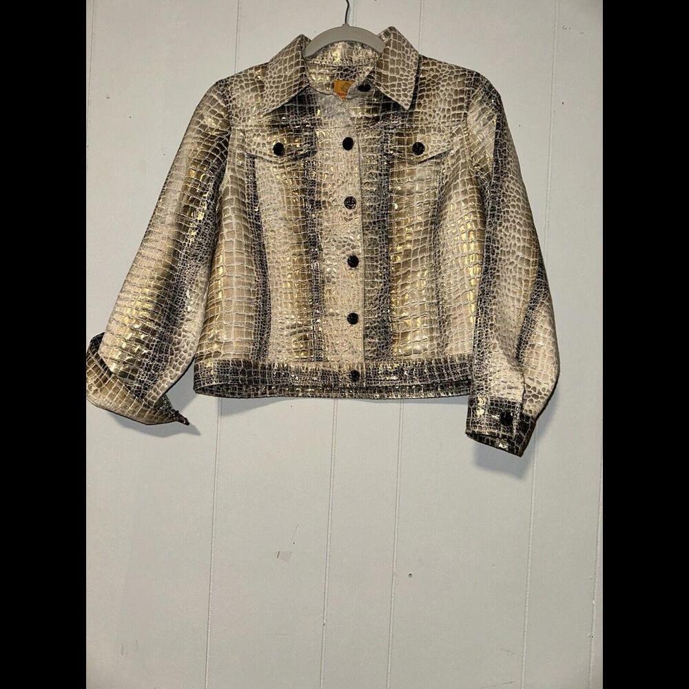 Ruby Rd. Women’s Faux Leather Snake Skin Print Lightweight‎ Jacket Size 8P